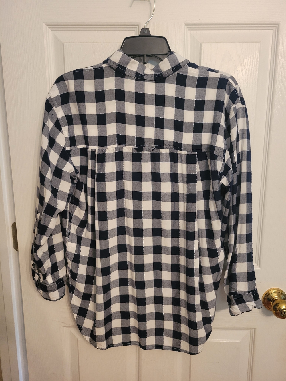 Gloria Vanderbilt Navy & White Buffalo Check Button-Down Shirt - Picture 5 of 8